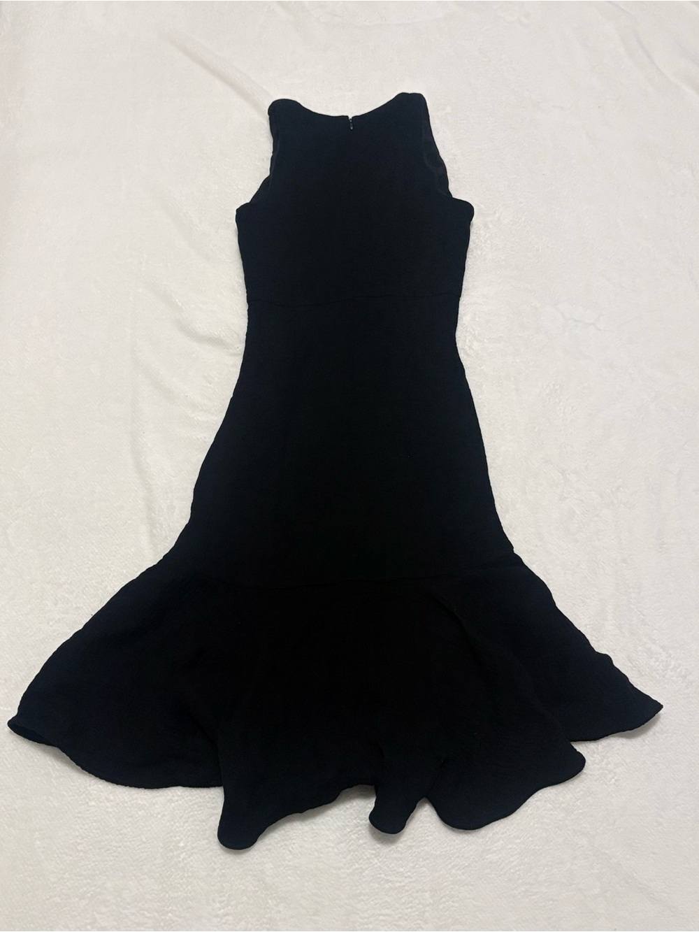 ELLIATT Black V-Neck Sleeveless Cut-Out Ruffle Midi Fit & Flare Dress M